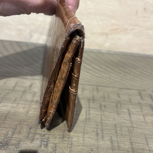 Vintage Wallet EEL SKIN Checkbook Billfold brown retro 4x7 - Picture 4 of 10